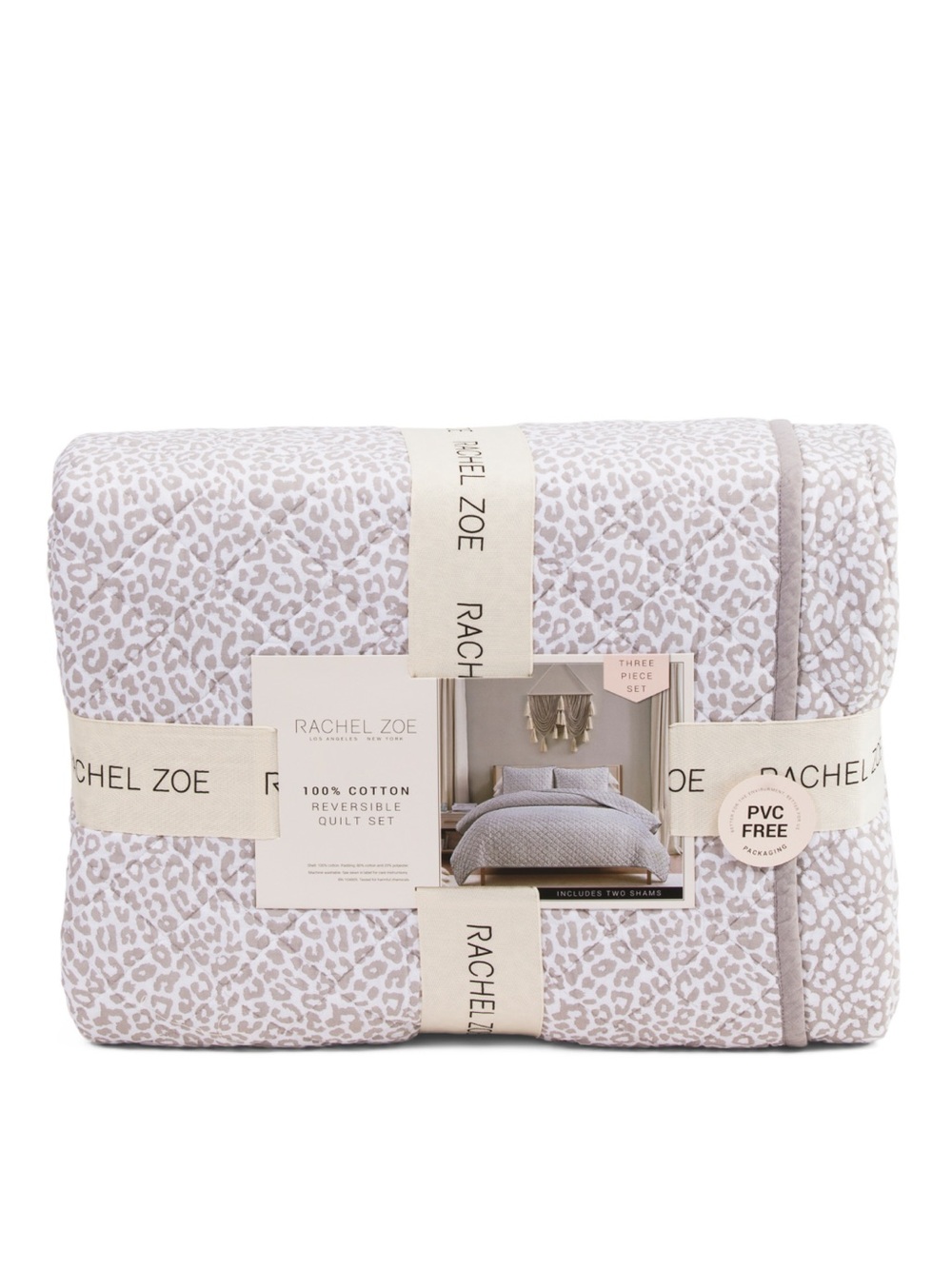 Rachel Zoe Lavender Leopard Print Reversible Quilt